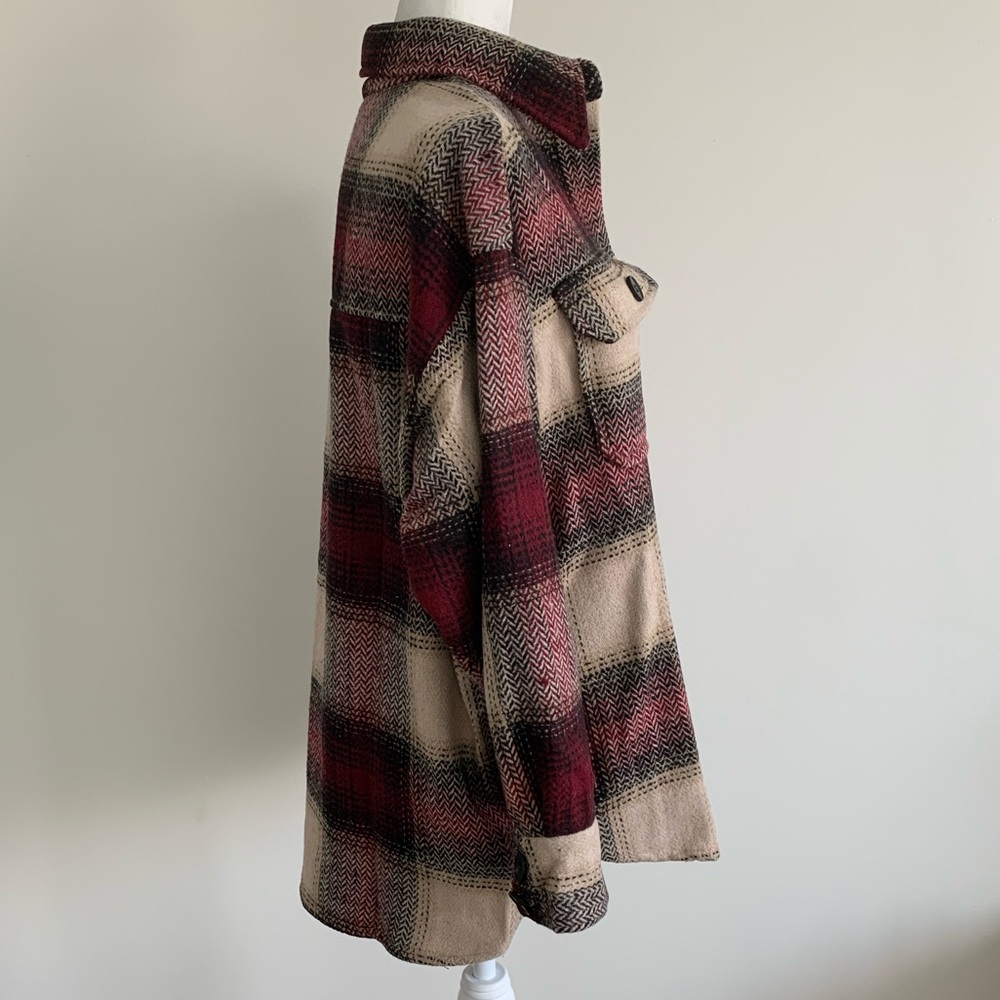 Brand new Fall Plaid Grunge Boyfriend Fit Coat Red - Picture 4 of 8